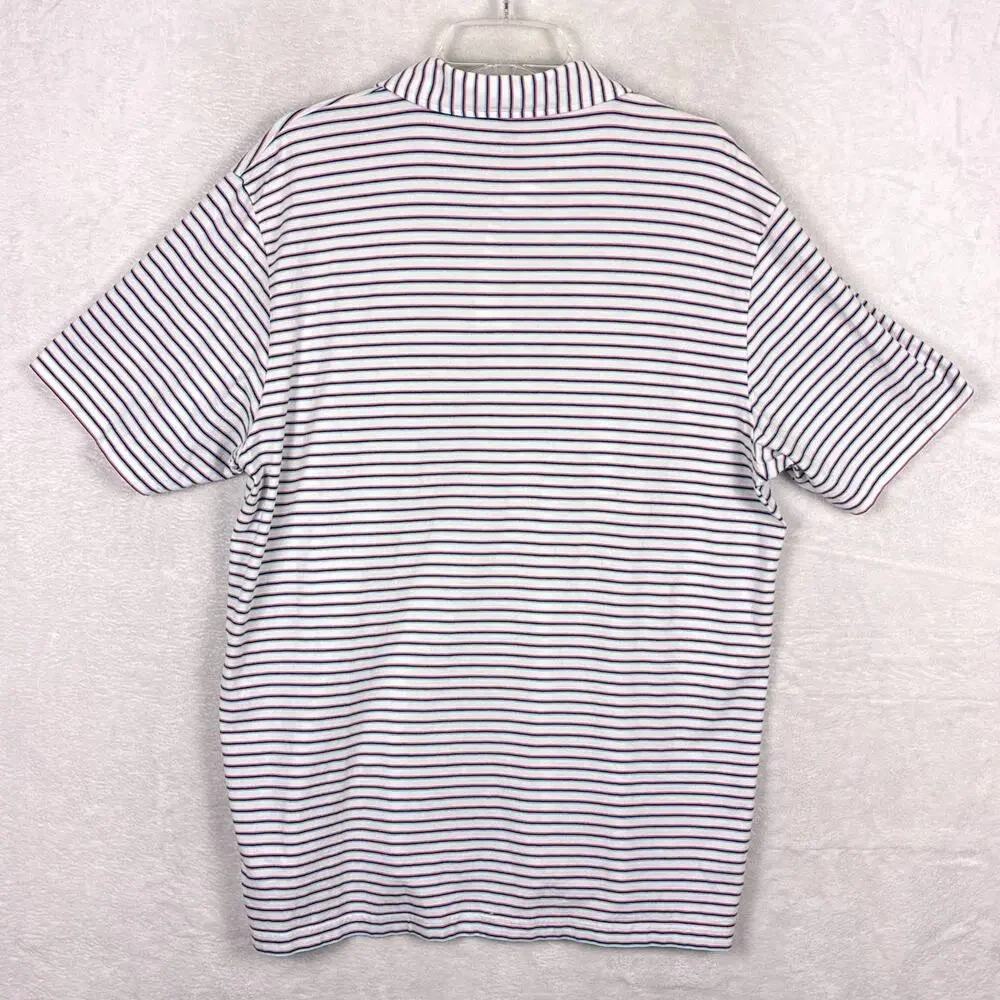 Peter Millar Polo Shirt Men L Blue Black Red 3D Striped Seaside Wash Performance
